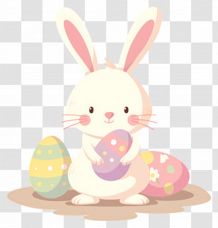 Easter Bunny - Easter Bunny With Colorful Eggs Transparent PNG