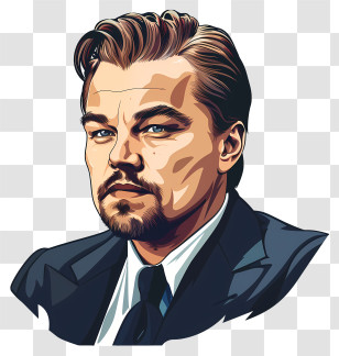Leonardo Dicaprio - Stylized Digital Portrait Illustration Of A Man Transparent PNG
