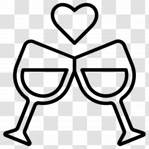 Wine Glasses And Heart - Wine Glasses With Heart For Romantic Toast Transparent PNG