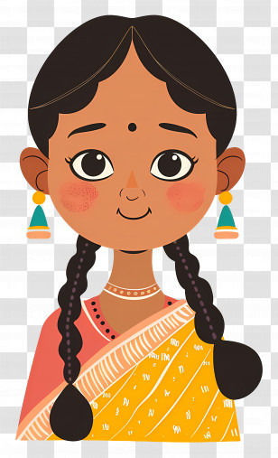 Indian Woman - Cute Girl With Braids Transparent PNG