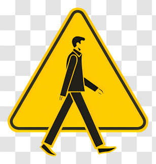 Pedestrian Crossing Sign - Pedestrian Warning Sign Transparent PNG