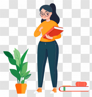 Cartoon Teacher - Cartoon Woman Holding Books Transparent PNG