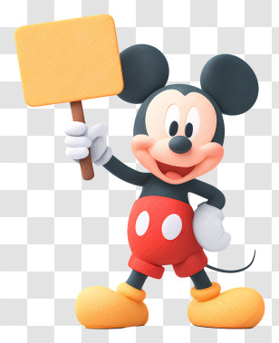 Mickey Mouse Holding Banner - Happy Mouse Holding A Sign Transparent PNG