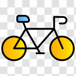 Bicycle - Minimalist Bicycle With Yellow Wheels Icon Transparent PNG