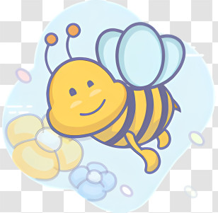 Icon - Cute Cartoon Bee With Flowers Transparent PNG
