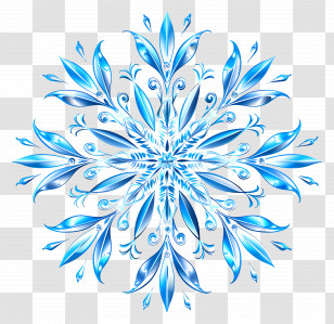 Snowflake - Intricate Blue Snowflake Illustration For Winter Season Transparent PNG