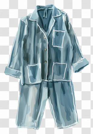 Pajamas - Blue Button-Down Pajamas Set Transparent PNG
