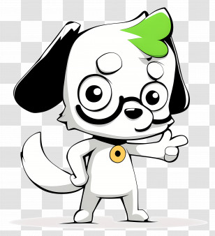 White Dog - Cartoon Dog With Glasses Transparent PNG