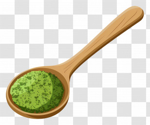 Matcha Powder - Wooden Spoon With Green Spice Powder Transparent PNG