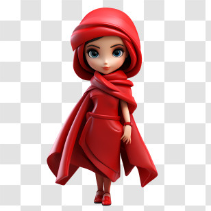 National Wear Red Day - Cute Red Hooded Girl Character Transparent PNG