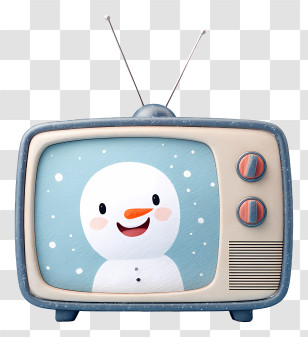 Snowman On Tv Screen - Retro TV Snowman Holiday Transparent PNG