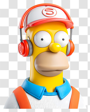 Homer Simpson - Yellow Cartoon Character With Headphones Transparent PNG