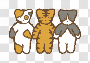 Noranekoland - Cartoon Cats Trio Transparent PNG
