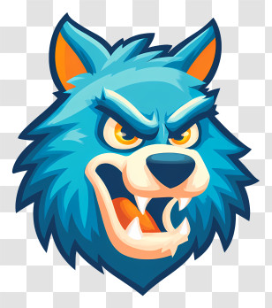 Wolf Mascot Logo - Fierce Blue Wolf Cartoon Illustration Transparent PNG
