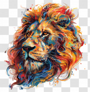 Leo - Colorful Vibrant Lion Portrait Illustration Transparent PNG