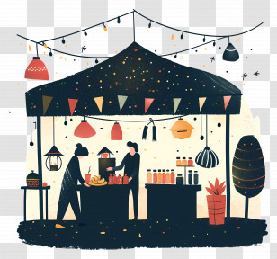Night Market - Night Market Stall With Lights Transparent PNG