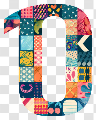Number 0 - Colorful Patterned Number 10 Illustration Transparent PNG