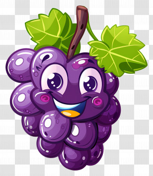 Cartoon Grape - Smiling Cartoon Grapes Transparent PNG