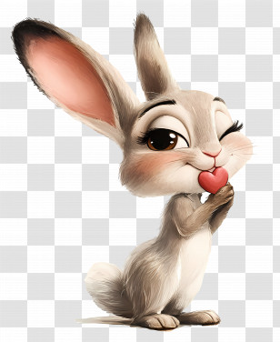 Judy Hopps - Cartoon Rabbit Holding A Heart Illustration Transparent PNG