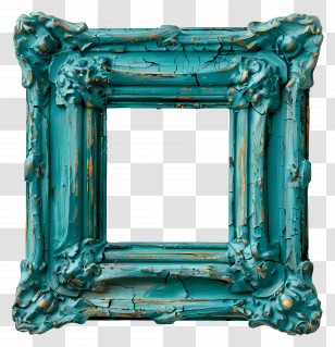 Teal Wooden Frame - Blue Decorative Frame Transparent PNG