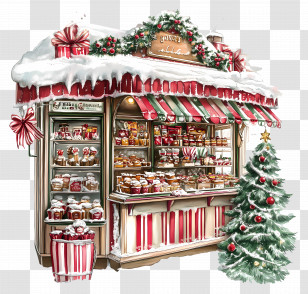 Christmas - Christmas Market Stall With Festive Decor Transparent PNG
