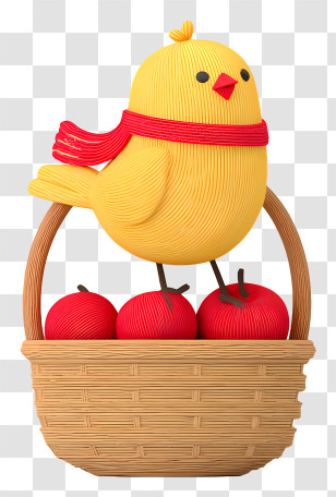 Bird Harvest Season - Cute Yellow Chick In Basket Transparent PNG