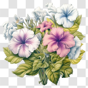 Petunia Flower - Artistic Floral Bouquet With Petunias Transparent PNG