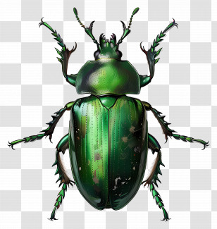 Green Beetle - Detailed And Shiny Green Beetle Illustration Transparent PNG