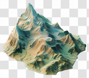 Cartoon Mountain - Realistic Mountain Range 3D Illustration Transparent PNG