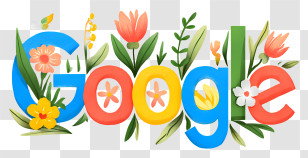Google Logo - Google Logo With Flowers Transparent PNG