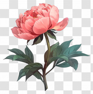 Pink Peony - Pink Peony Flower Illustration Transparent PNG