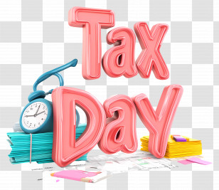 Tax Day - Tax Day Text With Clock Transparent PNG