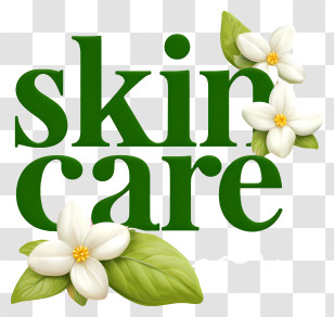 Skin Care Logo - Green Skincare Text With Flowers Transparent PNG