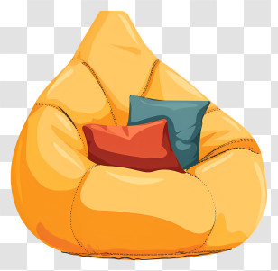 Oversized Bag Chair - Yellow Bean Bag With Cushions Transparent PNG