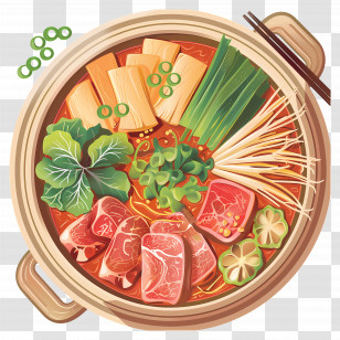 Cartoon Hot Pot - Hot Pot With Fresh Ingredients Transparent PNG