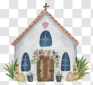 Cartoon - Small Cute Doodle House Transparent PNG