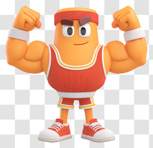 Mascot Flexing Muscles - Muscular Cartoon Character Transparent PNG
