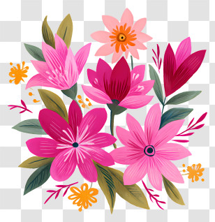Pink Bouquet - Pink And Red Floral Arrangement Transparent PNG