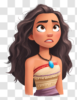 Moana - Animated Young Woman With Turquoise Pendant Transparent PNG