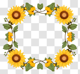 Sunflower Arrangement - Sunflower And Yellow Flower Decorative Frame Transparent PNG