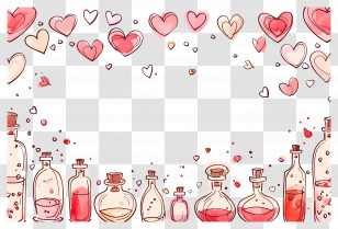 Love Background - Romantic Love Potions And Hearts Illustration Transparent PNG