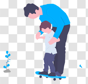Man In Suit - Father Teaching Child To Skateboard Transparent PNG