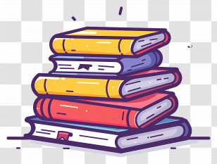 Books Icon - Pile Of Vibrantly Colored Books In Comic Style Transparent PNG