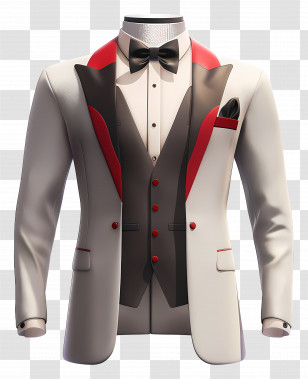 Formal Attire For Men - Elegant White And Red Tuxedo Transparent PNG