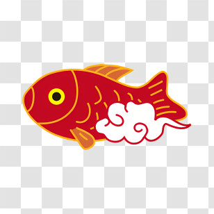 Icon - Red Fish With Cloud Motif Transparent PNG