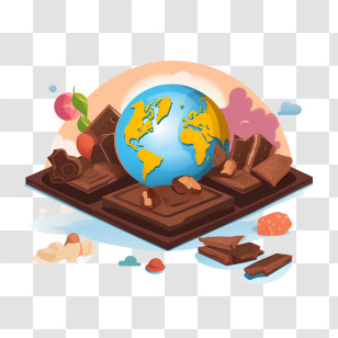 International Chocolate Day - Chocolate World Featuring An Earth Globe Concept Transparent PNG