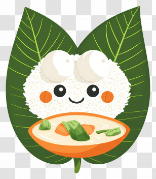 Rice Dumpling - Kawaii Rice Ball With Curry Bowl Design Transparent PNG