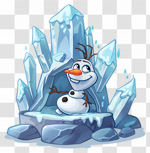 Frozen Olaf - Smiling Snowman Inside Frozen Icy Cave Transparent PNG