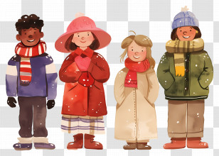 Cartoon People - Cozy Winter Outfits Transparent PNG