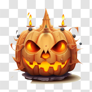 Jack O Lantern - Spooky Carved Pumpkin With Glowing Flames Transparent PNG